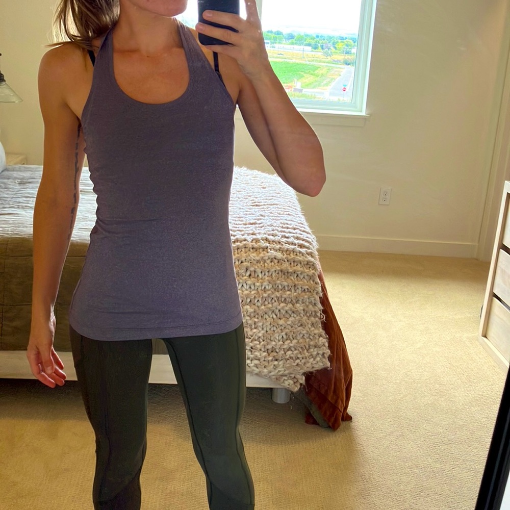 Lululemon cool racer back tank, heathered purple